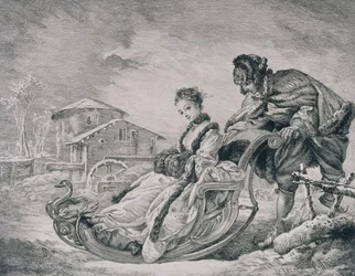 Winter Amusement, z „Gazette des Beaux-Arts”, grawerowane przez E. Champollion